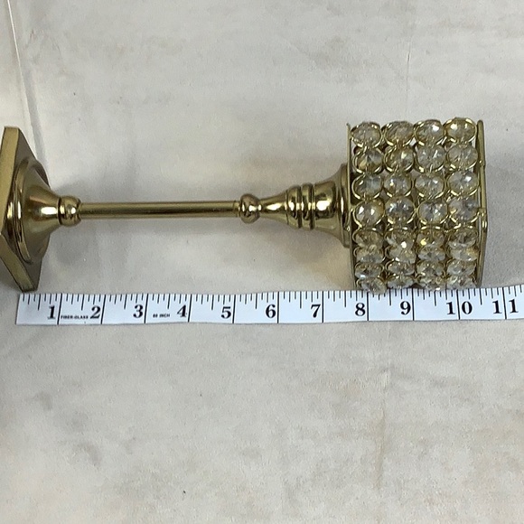 Rhinestone Candle Sticks Gold Tone Bling Design 10” (pair) - Picture 6 of 6